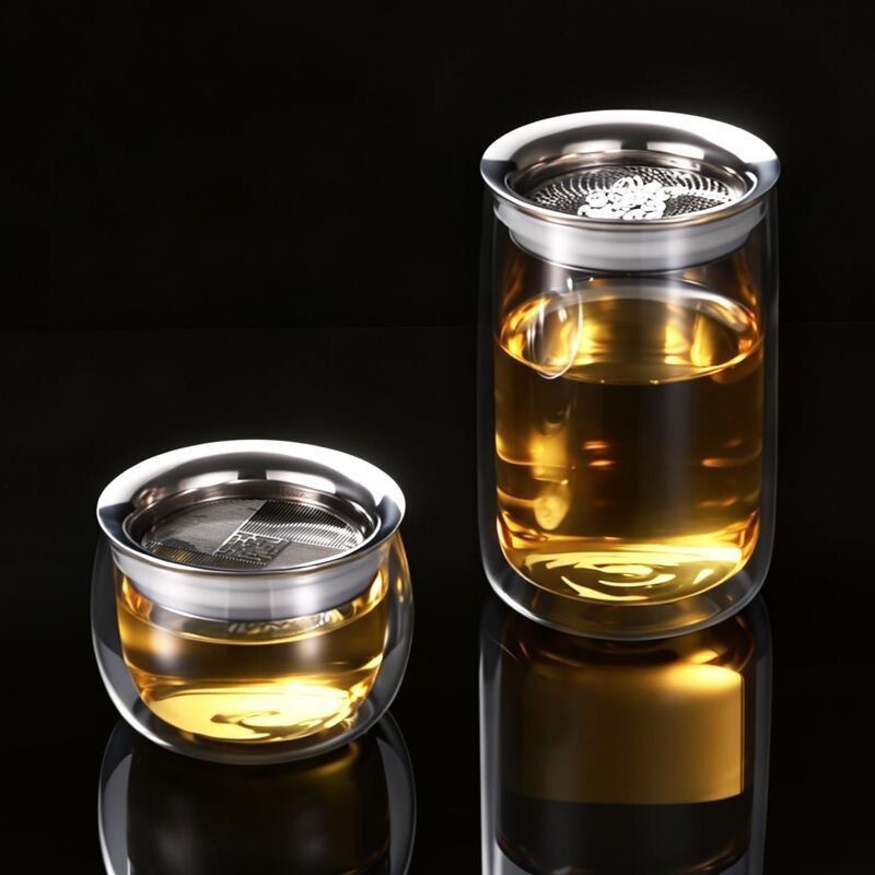 2026 New Model High Borosilicate Glass Tea Cup with 304 Stainless Steel Tea Strainer, Portable Lazy Tea Maker