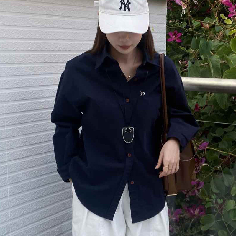 BlueberryD Pure Cotton Spring and Autumn Denim Shirt Women's Mid-length Loose Lazy Style Outer Wearing Shoulder Long-sleeved Jacket BlueberryD Pure Cotton Spring and Autumn Denim Shirt Women's Mid-length Loose Lazy Style Outer Wearing Shoulder Long-sleeved Jacket