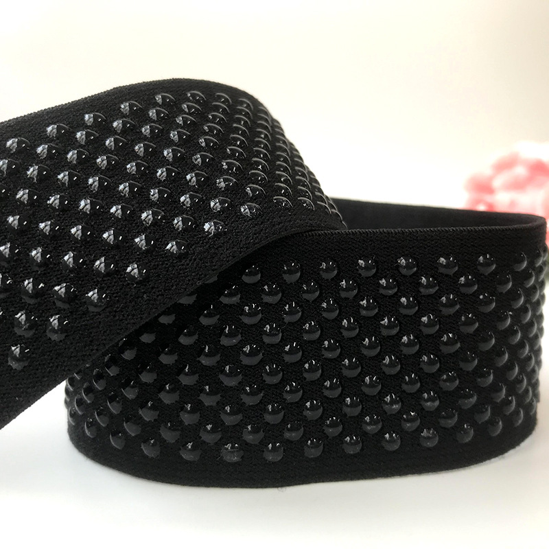 厂家做货9排圆点滴胶医疗防滑滴胶松紧带护膝织带防滑带服装辅料