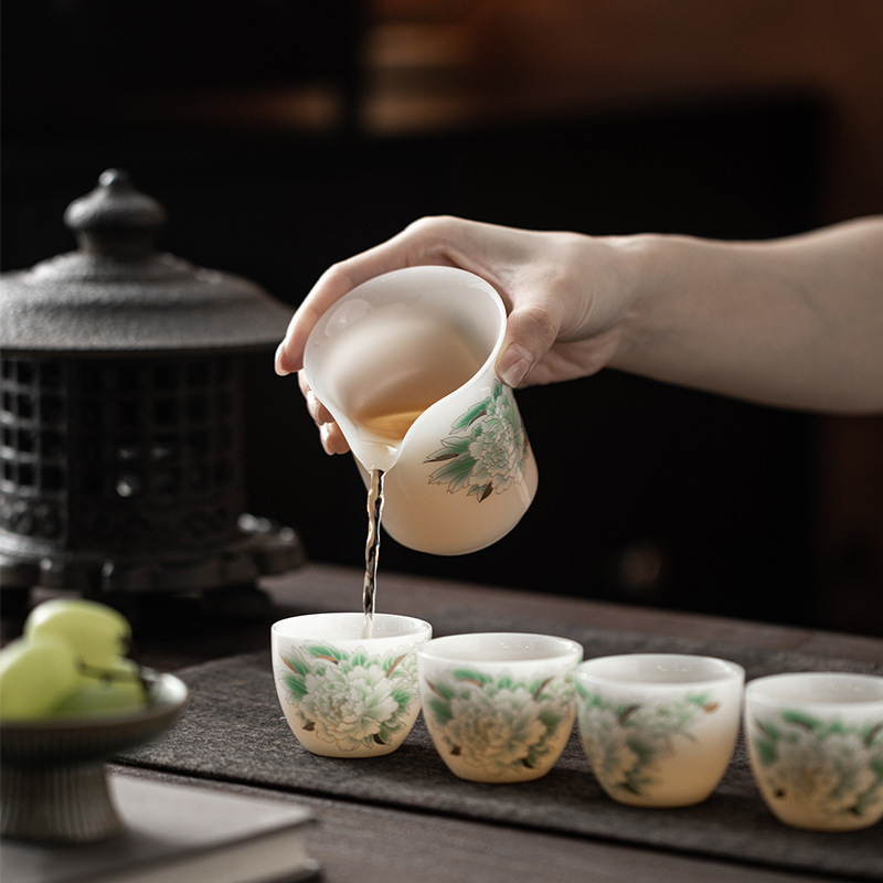 冰种玉瓷牡丹套装德化白瓷茶具套装家用功夫茶具送领导长辈伴手礼|undefined