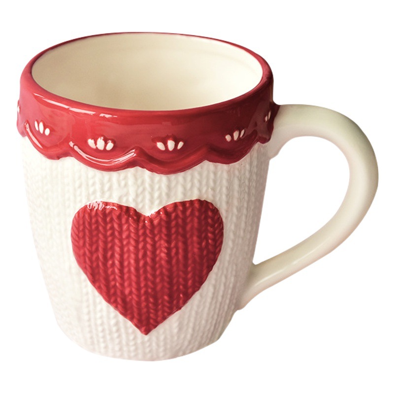 Nórdico Iins amor rojo taza Oficina creativa simple de cerámica pintada a mano