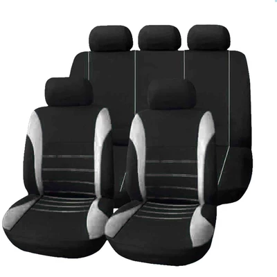 Universal Five-Seater and Seven-Seater – Seat cushion, seat cover - gray-and-black-9-piece-set