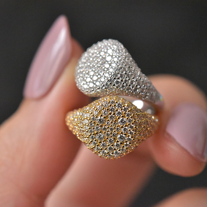 10g Weight Zircon Inlay Material Rings Classification 1 Piece Quantity Holiday, Tea Party Occasion 925 Sterling Silver Material Solid Color Pattern Women'S Gender Plating, Inlay Design Glam Style 925 Sterling Silver Zircon Solid Color Rings 无