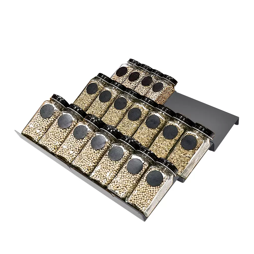 铁喷粉调料架厨房抽屉香料架叠加阶梯式抽屉整理架香料存储收纳架