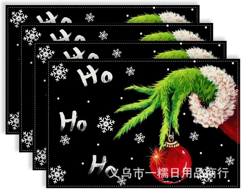 クロスボーダー爆発クリスマス雪だるま食事マット雪格子テーブルマットクリスマスパーティー装飾断熱マット祝日装飾|undefined