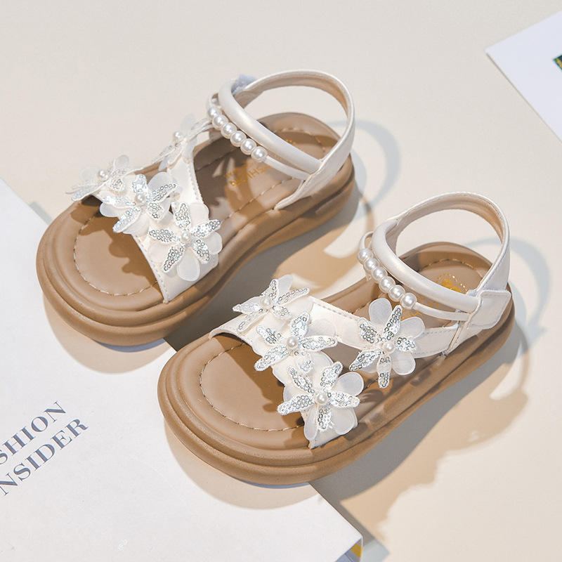 Zapatos de princesa de arco para niños 2026 verano nuevos zapatos de playa de perla suave para niños grandes zapatos de aire exterior image 8