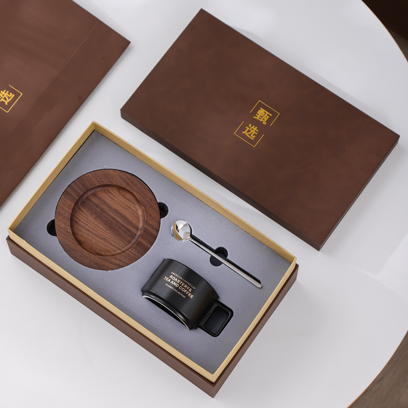 Negro yaguang + soporte de Copa de nogal nuevo + cuchara de acero con bolsa de caja de regalo nueva