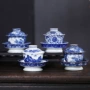 定制高足青花陶瓷盖碗
