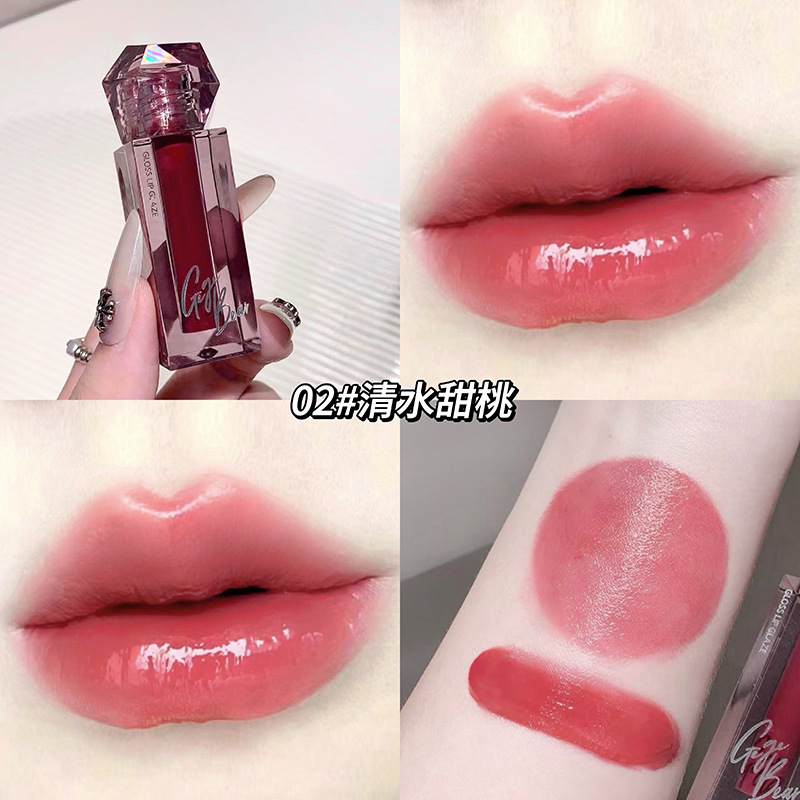 Gege bear cristal de diamante de agua esmalte labial brillante color duradero sin decoloración sin taza pura invierno otoño lápiz labial cosméticos