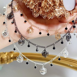 Dark Rose DIY Chain High Color Retention Rose Black Diamond Chain Gothic Style Jewelry Chain Handmade Material