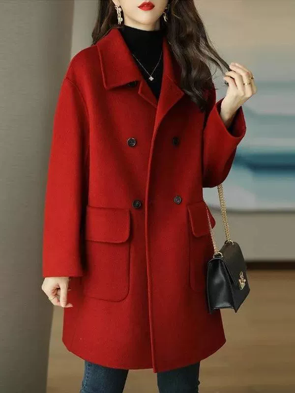 Шерстяной пальто демисезонное, женское mid-length свободный крой, корейский/Chanel стиль, утолщённый