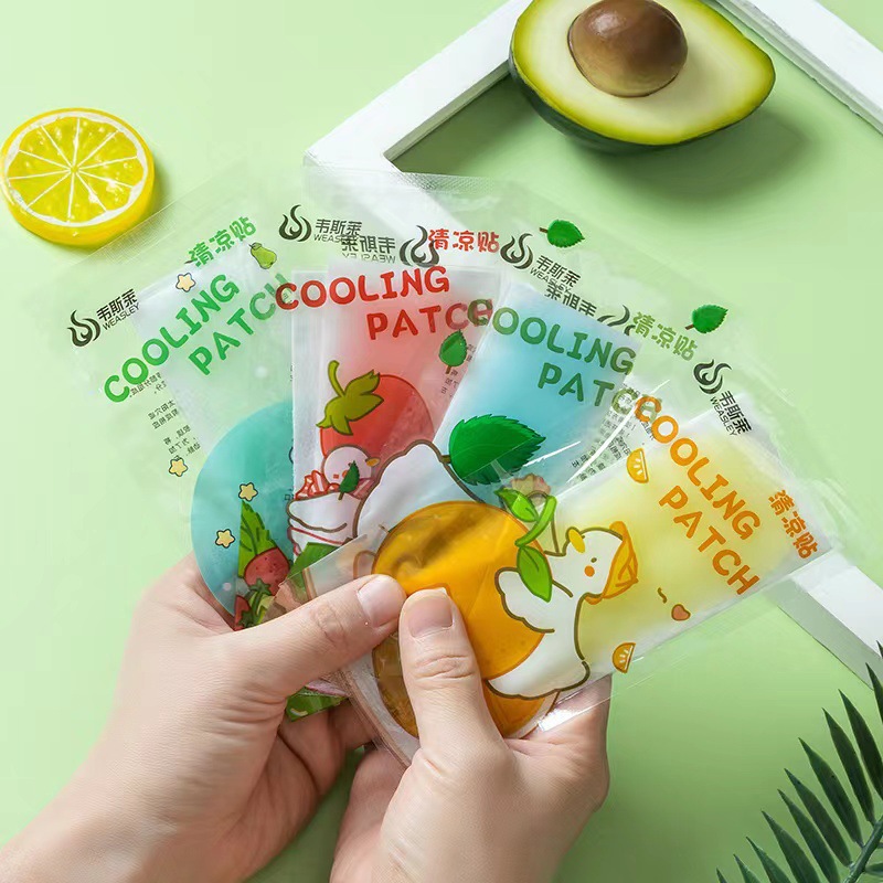 Cooling Patch Summer Cooling Cartoon Cooling Cooling Fruit-Flavored Ice Patch Student Military Training Heatstroke Prevention and Fever Reduction Cooling Patch
