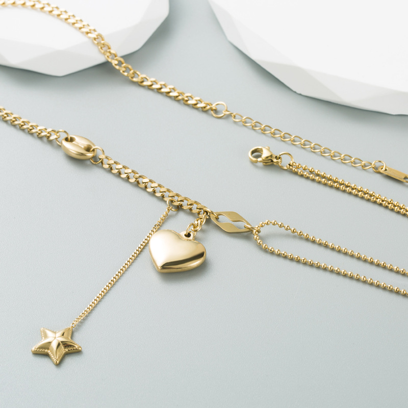 Fashion Heart Shape Titanium Steel Necklace Plating Stainless Steel Necklaces