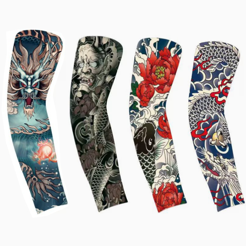 Tattoo Sleeve Arm Cover, Floral Arm Tattoo Sleeve for Men and Women, Cool Sleeve for Summer Cycling and Driving, Sun Protection, Seamless Arm Sleeve, Large Size