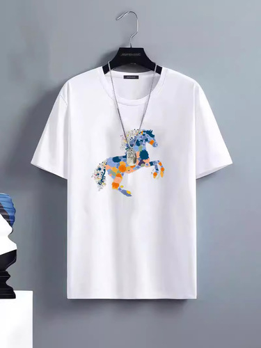 2025 New Ice Silk Trendy T-Shirt Loose Hong Kong Style Printed Crew Neck Short Sleeve T-Shirt for Women Trendy Matchy Ice Cool T-Shirt