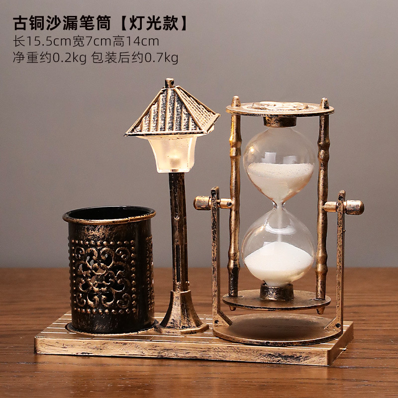 Creativo farola de arena que fluye antigua portalápices regalo para estudiantes reloj de arena blanco que cambia de color luz nocturna decoración regalo de cumpleaños