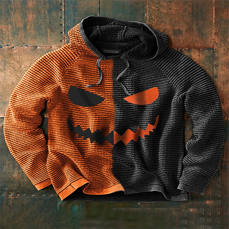 Halloween Herren Neuer Kürbis Digitaldruck Weihnachtskollektion Hoodie_voghion.com