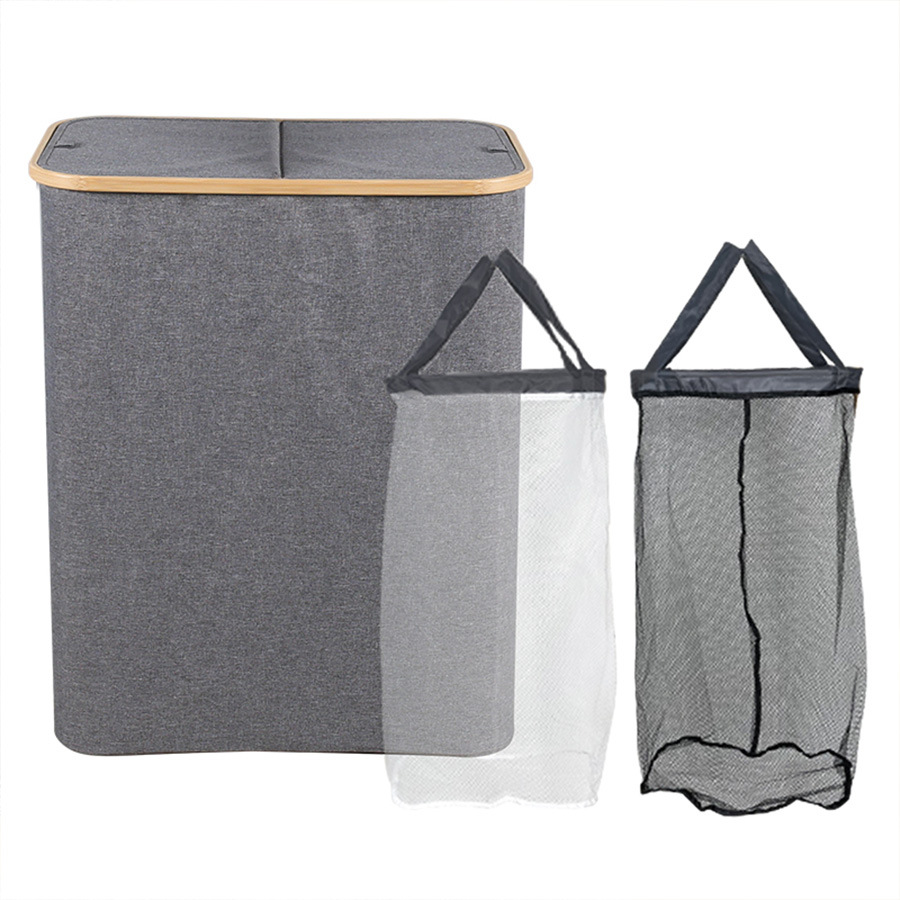Gran 160L con 2 anillos de hierro bolsa interna desmontable cesta de ropa sucia cesta de almacenamiento de ropa sucia cesta de almacenamiento de juguetes