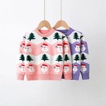 厂家直销儿童圣诞款针织衫上衣女童宝宝洋气套头毛衣童装现货批发