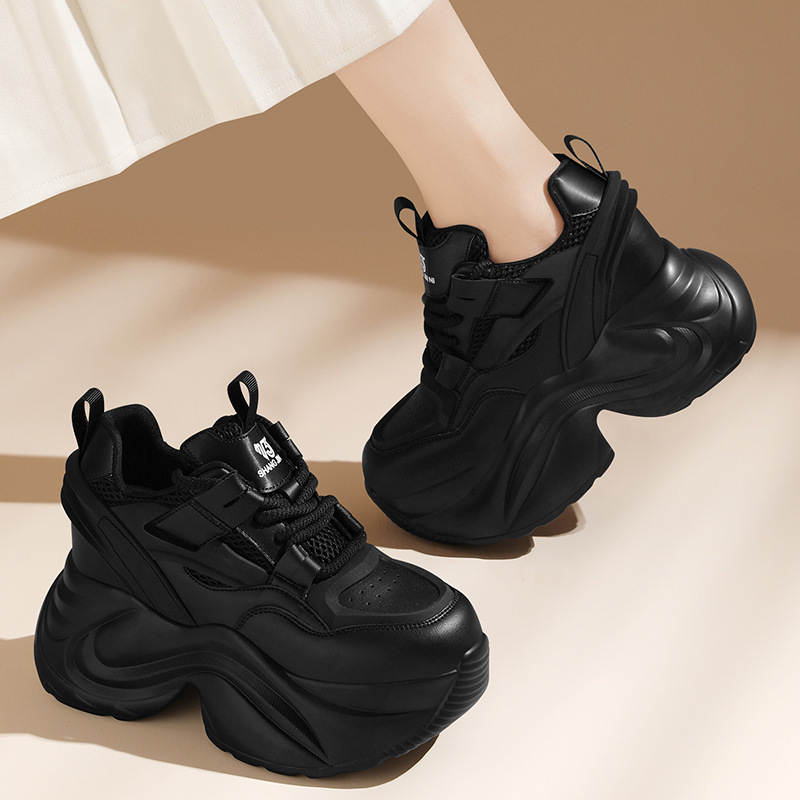 Sports Shoes, Black Thick-Soled Dad Shoes, 2025 New Style, Height-Increasing Women's Shoes, Lightweight, Versatile, Casual Women's Shoes Sports Shoes, Black Thick-Soled Dad Shoes, 2025 New Style, Height-Increasing Women's Shoes, Lightweight, Versatile, Casual Women's Shoes