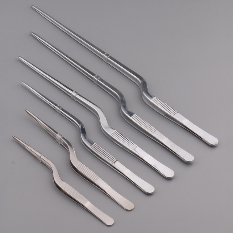 不锈钢加厚枪状耳科镊子采耳耵聍夹镊子工具弯头组培镊14cm-30cm
