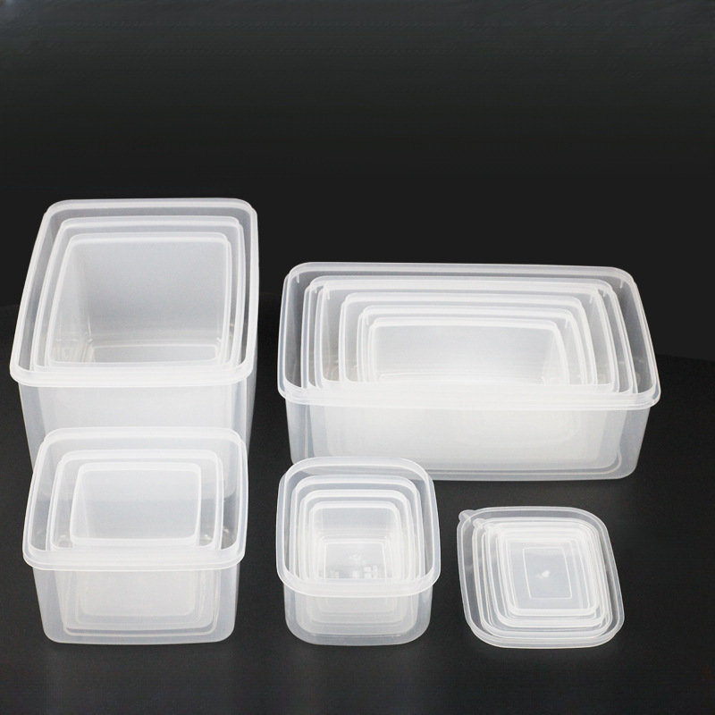 保鲜盒长方形塑料透明冰箱收纳盒大小号冷冻藏食品密封盒日用餐厨|undefined