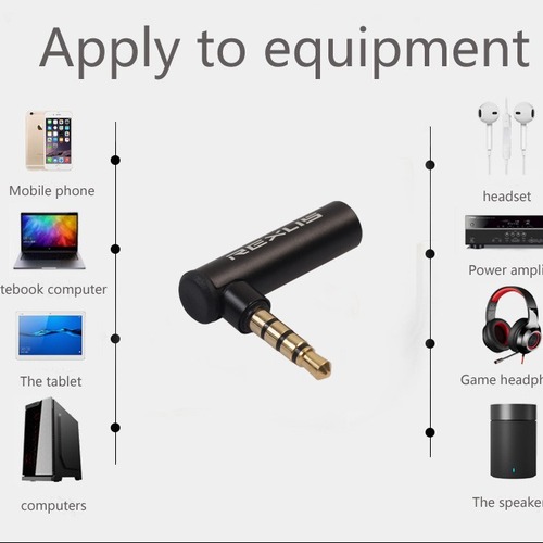 3.5mm male to female 90 degree turn headphone microphone audio adapter suitable for Apple Android mobile phone PC