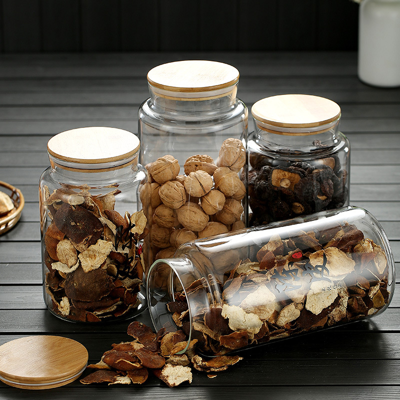 Frasco de almacenamiento de cáscara de mandarina de gran capacidad, frasco de té de vidrio de borosilicato alto, frasco de almacenamiento sellado de vidrio para el hogar para granos y cereales.
