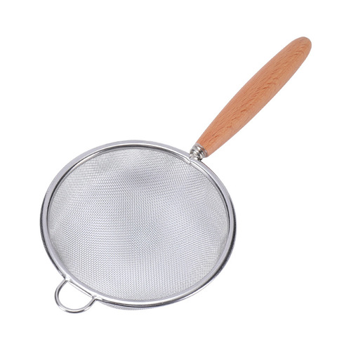 304 stainless steel colander, wooden handle hot pot scoop, household kitchen filter, small mesh drain, fried noodles colander