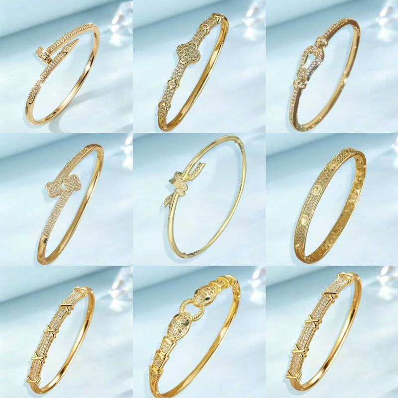 Cross-border bestseller: Full-diamond zircon bracelet for women, elegant and minimalist style, high-end buckle bracelet, wholesale on Douyin live stream