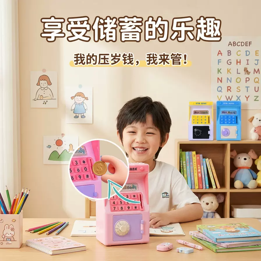跨境新品仿真ATM存钱罐密码储蓄罐生日礼物网红男孩女孩礼品玩具
