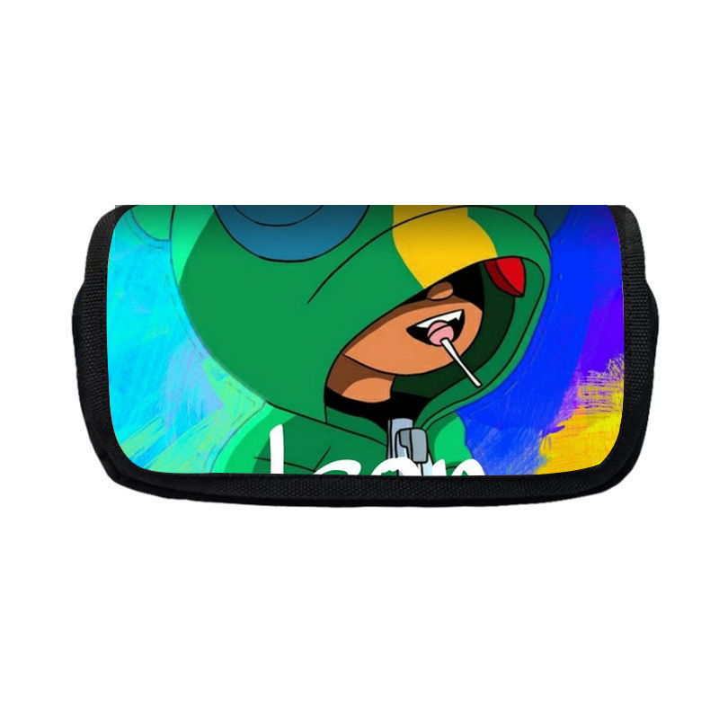 Nuevo salvaje bolsas de lápiz de estudiantes de gran capacidad caja de papelería personaje creativo de niños caja de lápiz doble lote transfronterizo