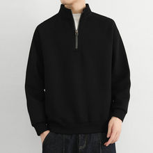 半拉链卫衣男士加绒加厚秋冬季美式潮牌宽松百搭打底立领休闲外套