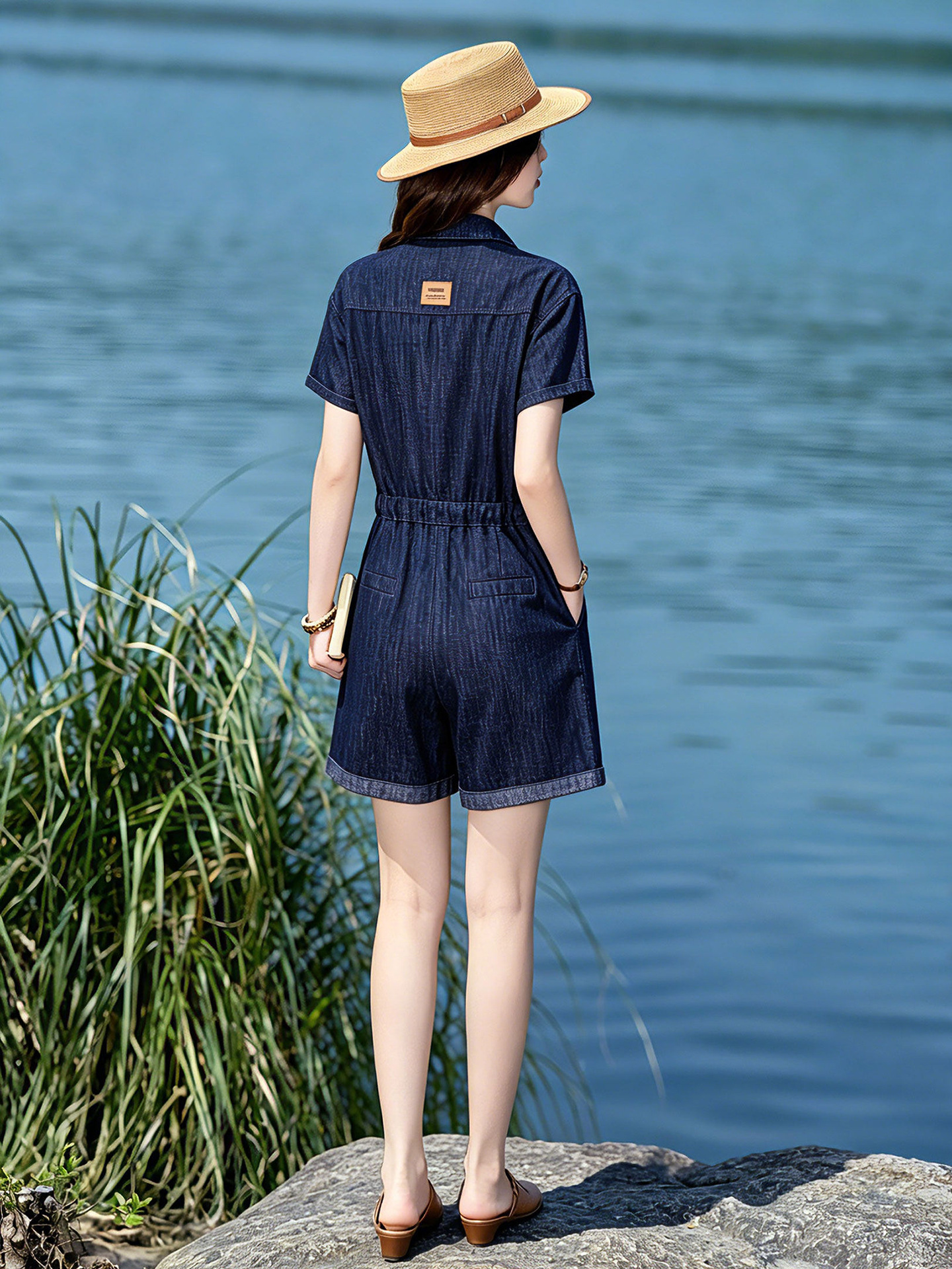 Jumpsuit nữ dài tay denim mỏng mùa hè thiết kế cao cấp trẻ trung E833 — Màu ảnh