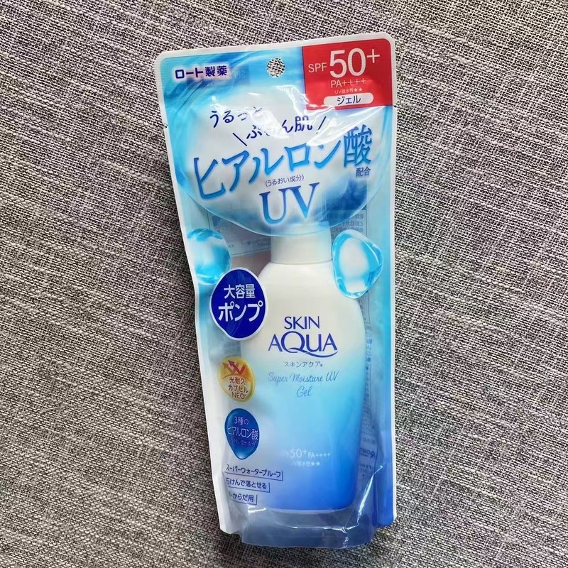 日本本土乐敦防晒霜skin aqua超保湿SPF50 防晒乳UV清爽啫喱140ML|undefined