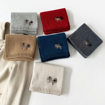 韩系百搭新年小马围巾羊毛100%羊毛围巾刺绣围脖马面元素围巾批发