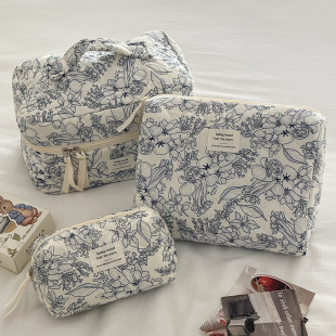 Tea Break Jungle Series Cosmetic Bag New Ink Ins Storage Bag Travel Portable Large Capacity Toiletries Bag