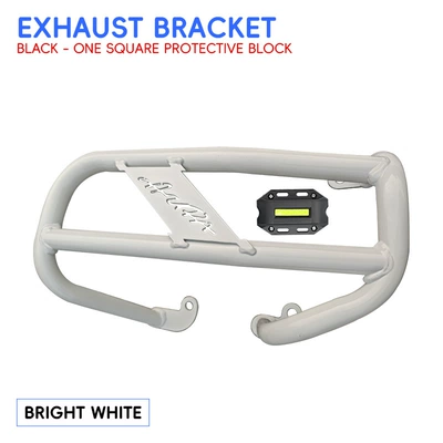Motorcycle bumper | CFMOTO AURA150 crash guards, front - whiteenhanced-exhaust-bar-black-protective-block