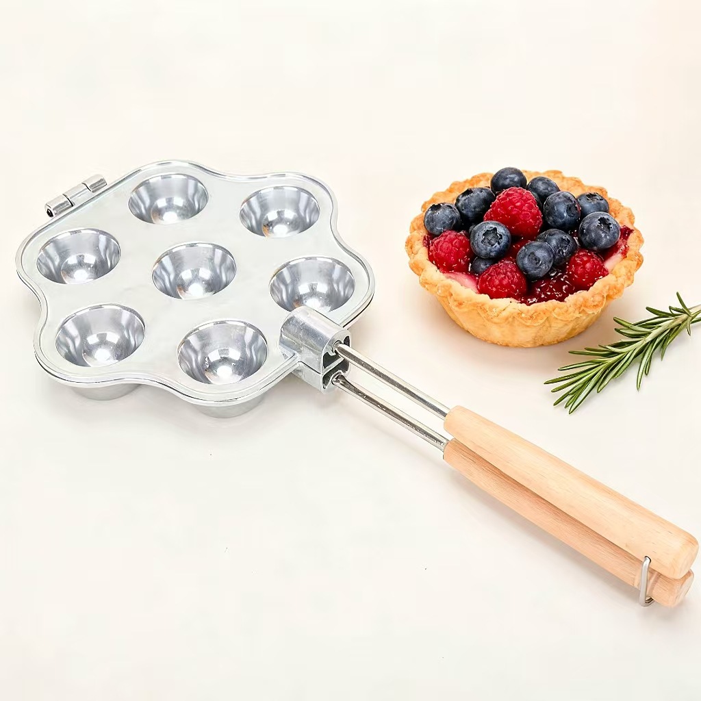 Cross-border aluminum household seven-hole egg tart cake mold flower-shaped waffle baking pan gas baking mold wholesale