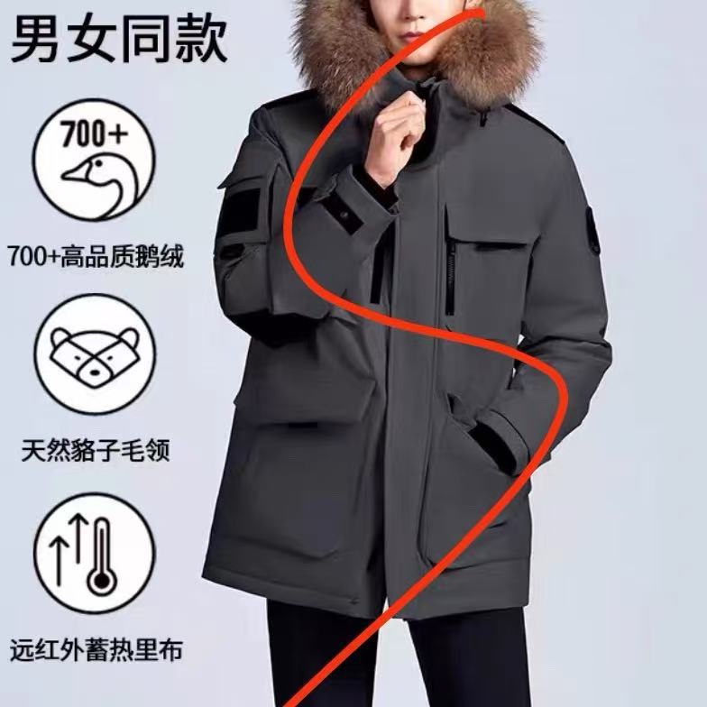 波D家 极寒系列 剪标工装风 真毛领 派克鹅绒羽绒服