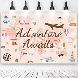 亚马逊地图旅行背景布横幅 冒险等待装饰背景布 摄影外贸挂布挂旗
