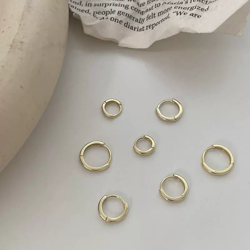 Миниатюрные серёжки-г hoops, серебро 925, минималистичные полированные серьги-кольца, диаметр 6–14 мм