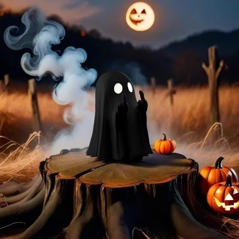 新しいハロウィンかわいいゴーストオーナメントクリエイティブ中指挑発ゴーストデスクトップ装飾友人へのギフトとして|undefined