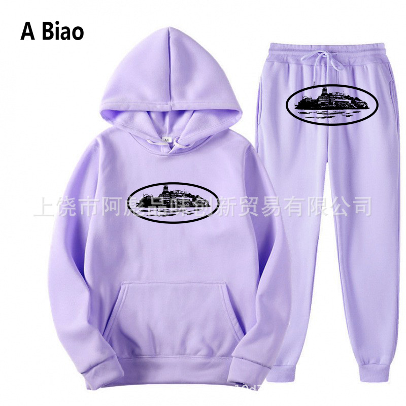 Europa y América Clint419 diablo prisión patrón de impresión de los hombres y las mujeres mismo suéter más traje de terciopelo al por mayor suelta nueva