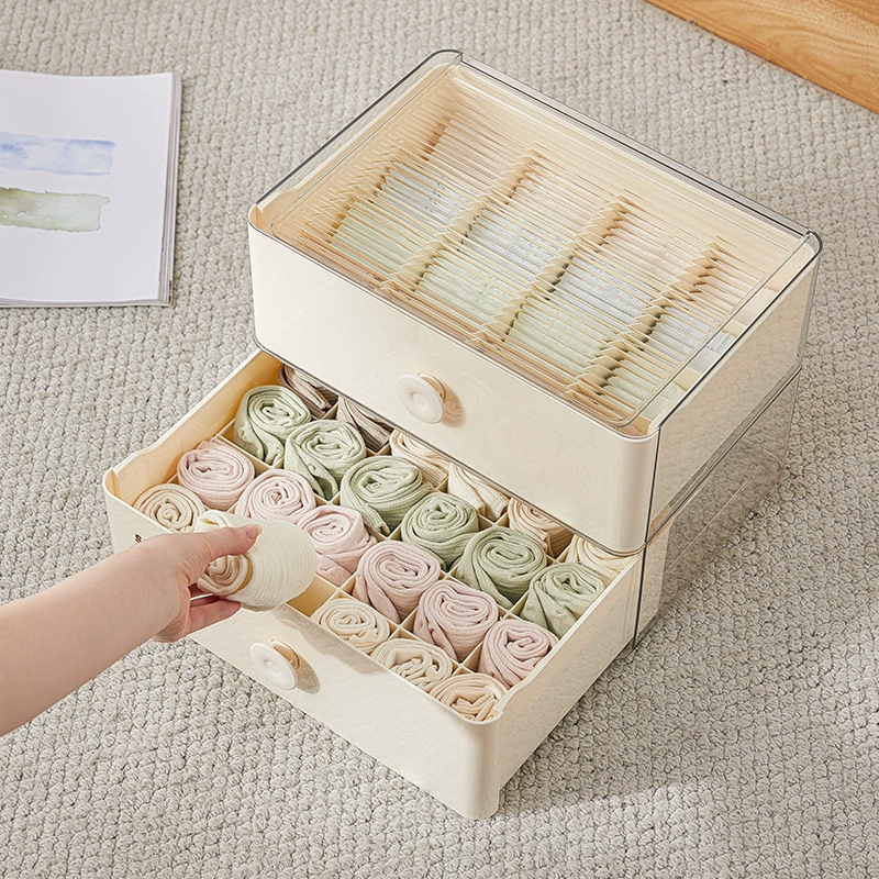 Multi-Compartment Underwear, Socks & Lingerie Storage Box - 3 in 1 Organizing Solution