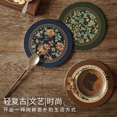 カップマット新中国式の食器マットのカップマットの防水防油皮革のお茶を入れるテーブルマットの円形の断熱マットのテーブルマットのパッド