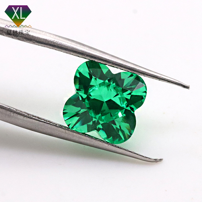 工厂批发四叶草心形沙弗莱宝石 梅花形8mm3.5克拉沙弗莱裸石|ms