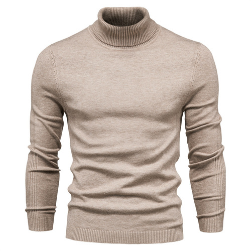 Autumn and Winter Leisure Men's Solid Color Hooded Sweater High Neck Men's Casual Knit Top