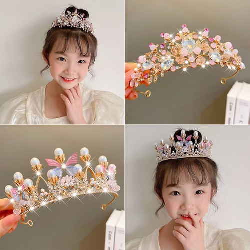 Alloy Children's Crown Shiny Water Diamond Plated Crown Girl Performance Stage Accessories Manufacturer Wholesale Direct Headpiece