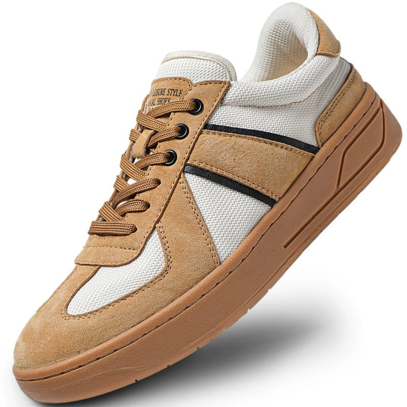 Весной 2025 немецкая обувь первый слой свиной кожаной обуви мужская кожаная обувь мужская повседневная мода маленькая белая обувь с толстой подошвкой